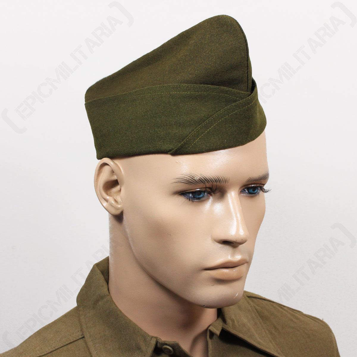 WW2 US ISSUE TYPE GARRISON CAP - NO PIPING - Repro Military Army