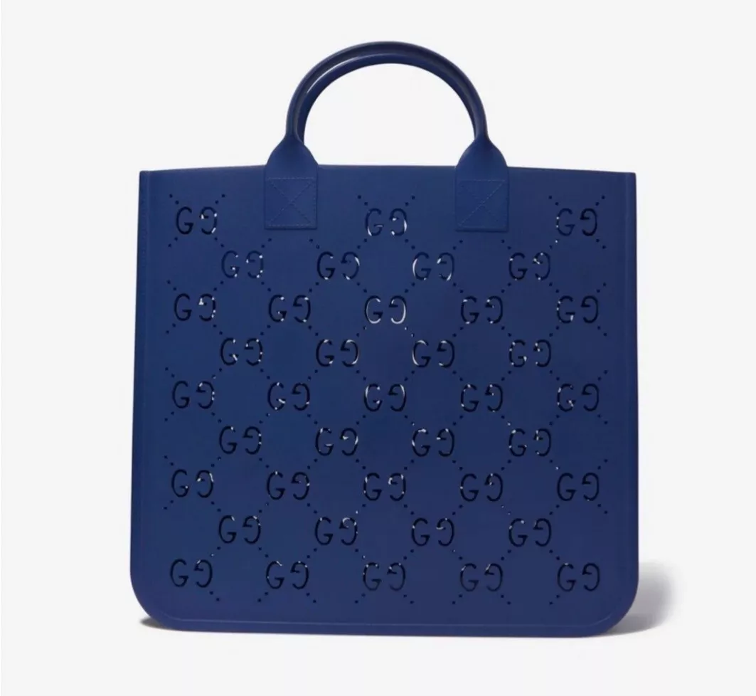 Sac fourre tout Gucci GG Supreme logo caoutchouc bleu neuf authentique