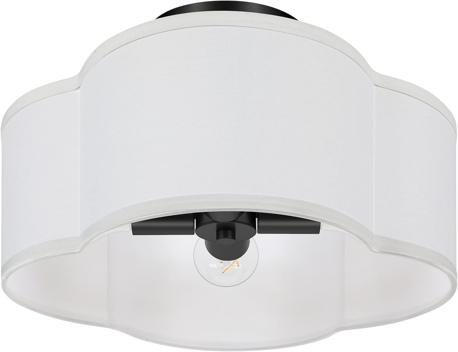 4-Light Semi Flush Mount Ceiling Light Fixture, Black Modern Close to Ceiling...