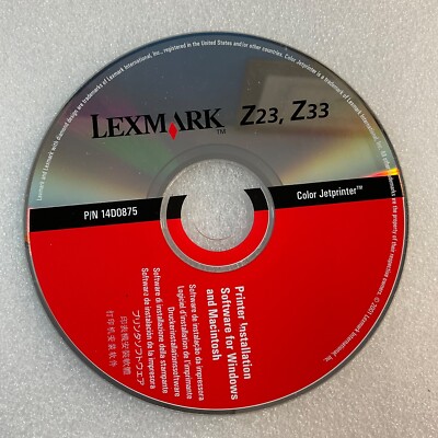 Lexmark Z23 Z33 Color Jet Printer Driver Software CD Disk For Windows & Mac 2001