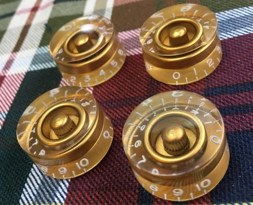 Four Gold Genuine Gibson Les Paul Electric Guitar Speed Knobs ~  SG, ES