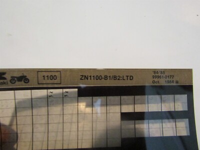 KAWASAKI 1984 - 1985 ZN1100B1 SERIES MOTORCYCLE MASTER PARTS