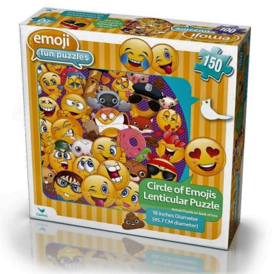 Circle of Emojis Lenticular Puzzle Round Jigsaw 150 Pieces Cardinal Games Toys