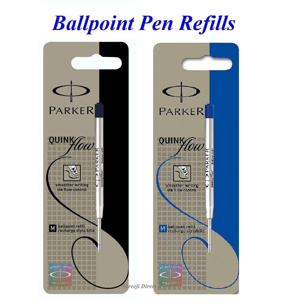 2 x Genuine Parker BALLPOINT Pen Refill Fine or Medium BLUE or BLACK