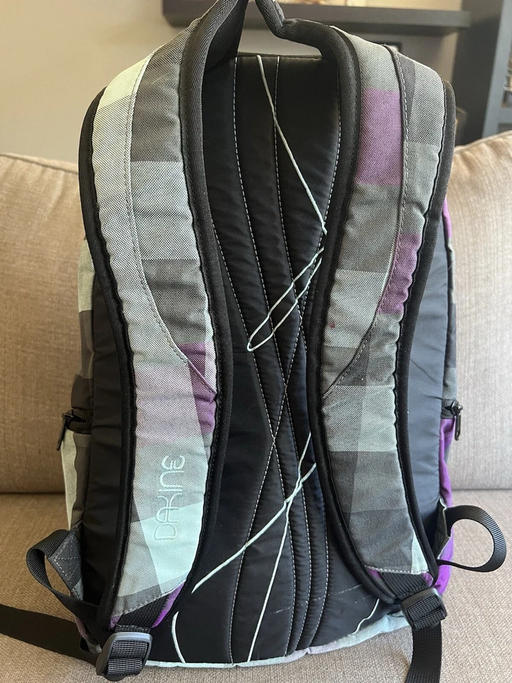 Vintage DAKINE Plaid Backpack Purples Blues NICE - Image 4 of 4