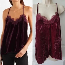NWT Cami NYC The Racer Merlot Velvet Tank Sweetheart Lace Trim Whimsigoth Y2K M