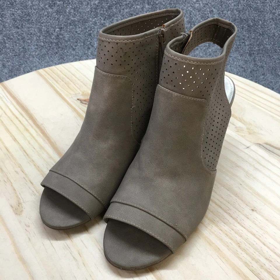 ANA A New Approach Botas Mujer 11 M Tasha Cremallera Lateral Punta abierta Tacón Botín Marrón Foto 4 de 4