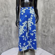 Vintage 60s 70s Mod Flower Polyester Cropped Palazzo Pants Hi Waisted 23"X24"