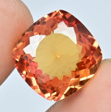 Untreated 19.45 CT Natural Imperial Topaz Certified Flawless Cushion Gemstone