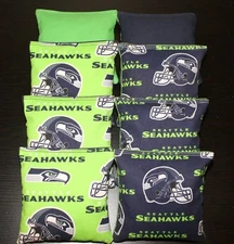 ALL WEATHER made w Seattle SEAHAWKS Fabric 8 ACA Reg CORNHOLE BAGS