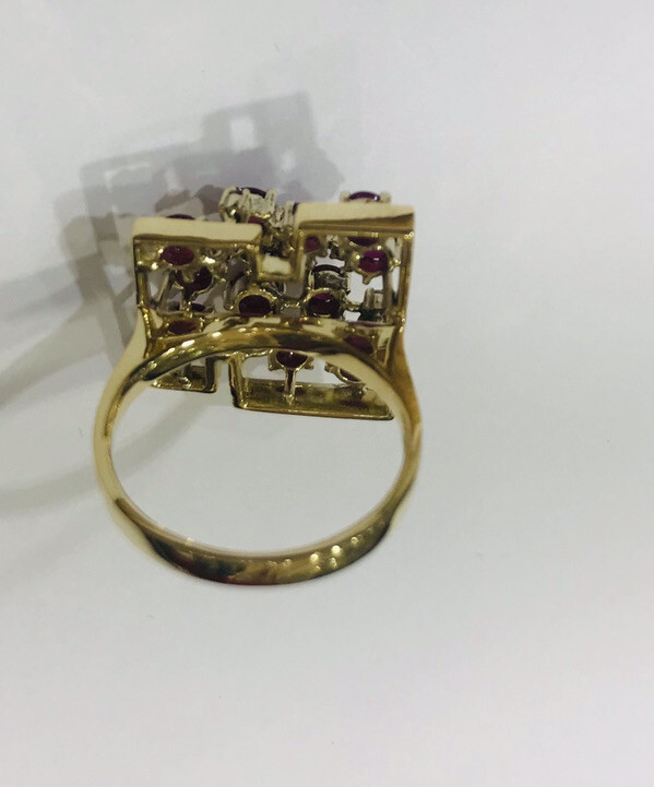 14k Solid YelloeGold Cluster Flower Ring With Nat… - image 5