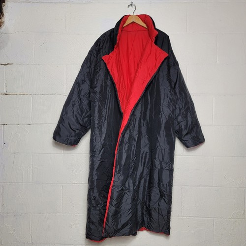 Vintage 80s Norma Kamali Sleeping Bag Puffer Coat Reversible OSFA Long Red Black - Picture 2 of 12