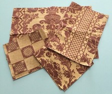 MARCATO tessuto stoffa 4 pz scampolo Scampoli BROCCATELLO RAMAGES 4 CAMPI LINO