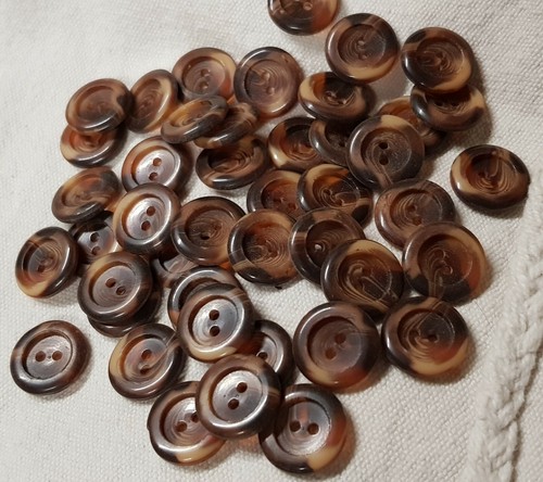 Lot De Boutons Anciens En Galalithe - Couleur Caramel - Mercerie Vintage - Origine France