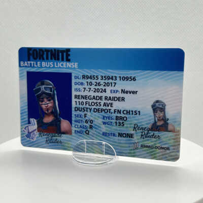 Battle Bus Card | Fort License Gag Gift Skin Card | Renegade Raider