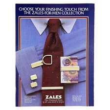 Zales For Men Print Ad 1983 Vintage 80s 8.25x11” Tie Bar Money Clip Cuff Links
