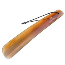 FootFitter  Natural Genuine Bull Horn Shoe Horn, 9” with Hanging Strap