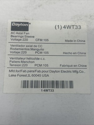 Dayton AC AXIAL FAN model 4WT33 