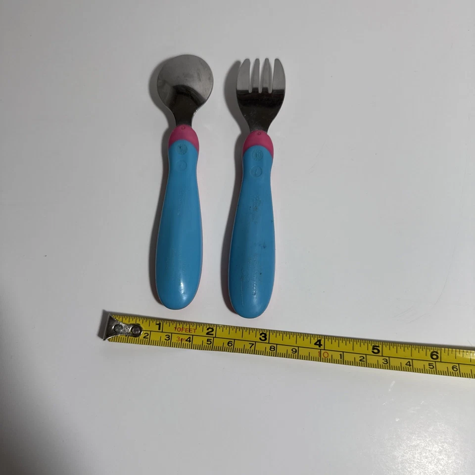 Primer Año TOMY Disney Minnie Mouse Juego de Tenedor y Cuchara Fácil de Agarrar Bebé Niño Foto 4 de 4