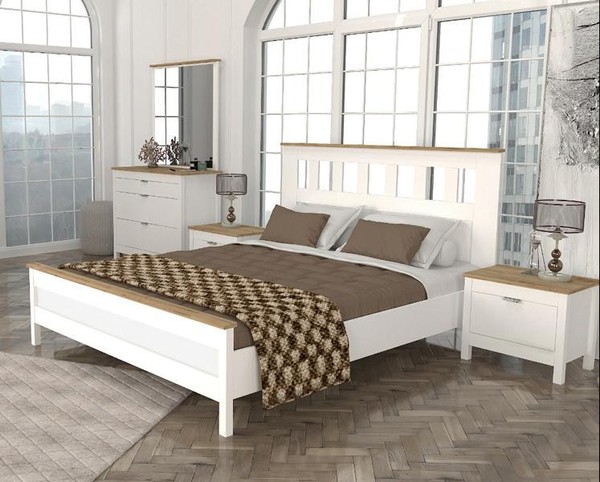 4Tlg Schlafzimmer Set Bett + 2X Nachttische + Kommode Luxus Moderne MöBel-image