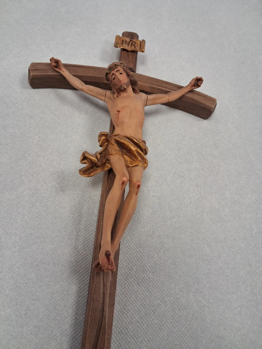 Ancien Crucifix Bronze Et Argent Sur Base Marbre - Italie, IIe Moitié Des Années 1900