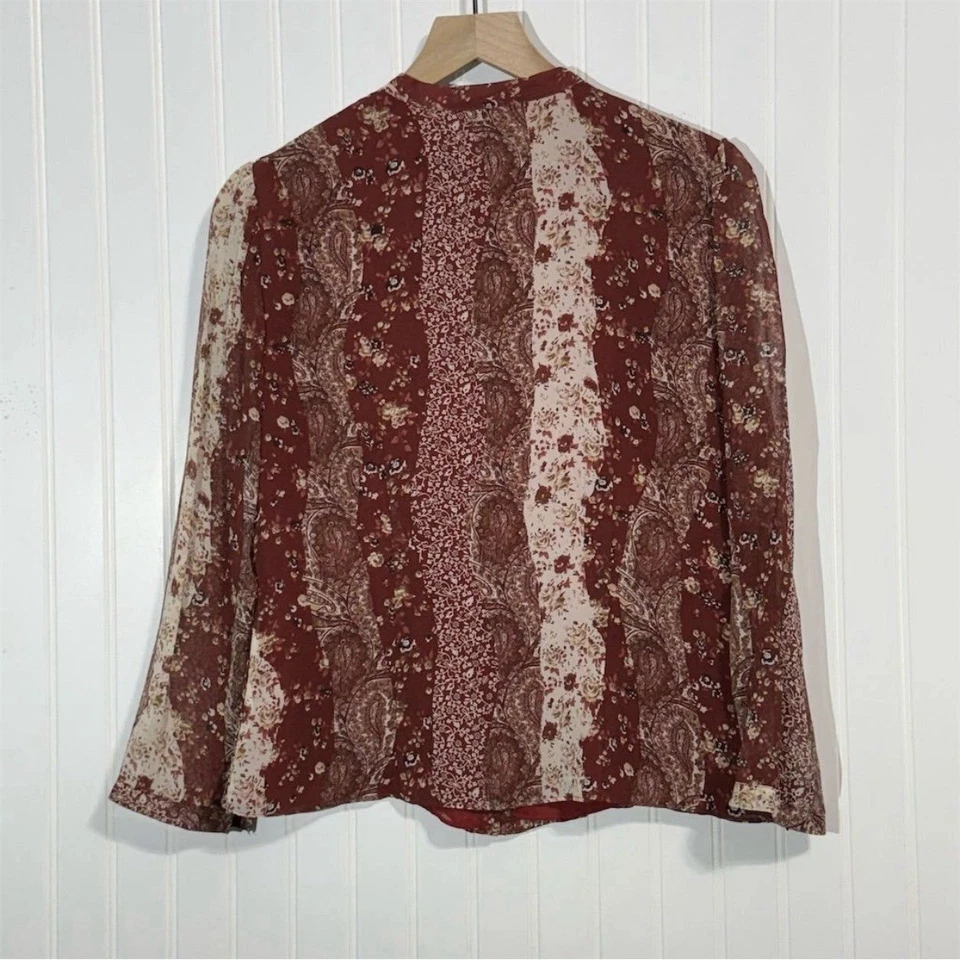 Blusa De Colección Laura Ashley 8 100% Seda Roja Paisley Floral Volantes Cottagecore Top Foto 3 de 4