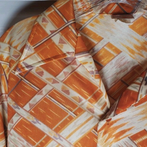 Camisa De Colección Años 70 Cuello Daga Abotonada Talla SM Mediana Naranja Hippie Disco - Imagen 3 de 8