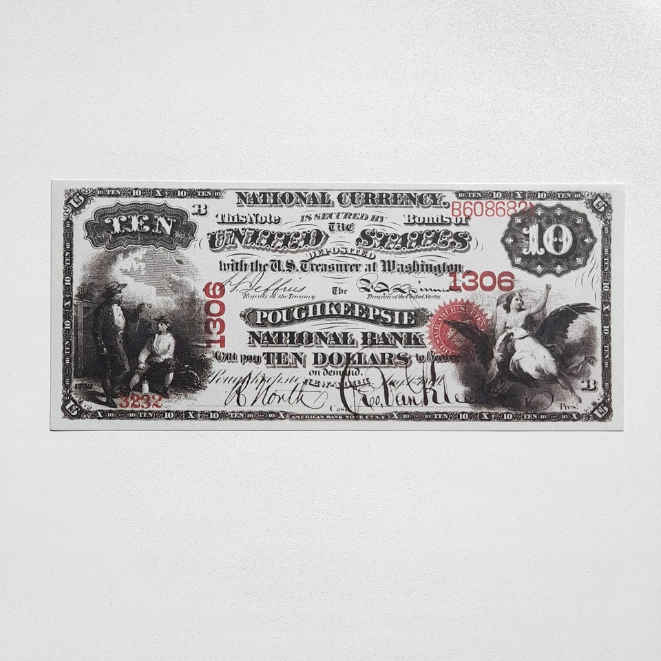 10 Dollars 1867 Poughkeepsie National Currency Reproduction Banknote Fr US# 413 - Image 3 of 4