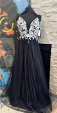 NWT Blondie Nites Black Tulle Formal With White Rhinestone Daisey Size 3