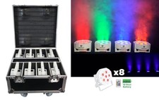 Rockville BATTERY PAR PACK 61 V2 White 8 Rechargeable Wash Lights Charging Case