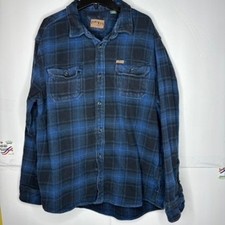 ORVIS Men's Blue Black Plaid Flannel Long Sleeve Button Up Shirt Size XL