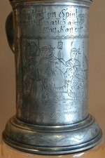 Antiker Zunftkrug, Zinn Krug, Zinnkrug, Walzenkrug,  Dat.  1785
