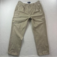 Polo Ralph Lauren Hammond Chino Pants Mens 38x32 Beige Preppy Pleated Cuffed VTG