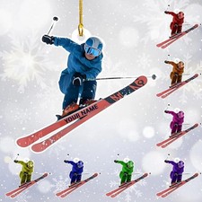 Personalized Skiing Christmas Acrylic Ornament Gift for Ski Lovers Family