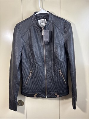 Women s Made By Johnny Black Motorcycle Jacket NWT Size Large