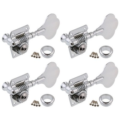 4PCS Vintage Open Gear Bass Guitar Machine Heads Tuning Pegs 4R Chrome #bv