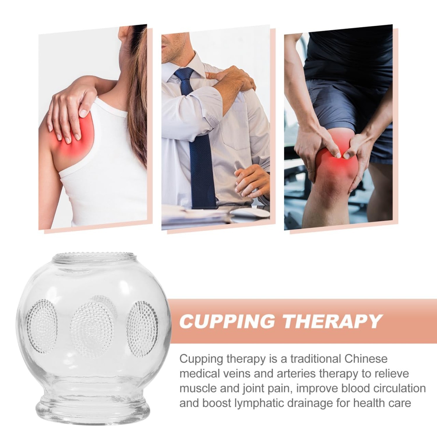 Healifty 6Pcs Cupping Therapy Sets: Glass Fire Thick Glass Cupping Set Chines...