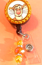 Id badge holder retractable alligator clip Disney WTP Tigger