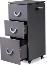 Rolling Beauty Salon Trolley Cart, Salon Cabinet with 3 Large Capacity Drawers