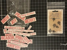 Tim Holtz Idea-ology  CHRISTMAS QUOTE CHIPS or SNOWFLAKES ADORNMENTS - *PARTIALS