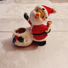 Vintage Holt Howard Santa With Toy Bag Candle Holder 1958 Japan