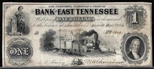 May 1854 Knoxville TN Bank Of East Tennessees Jonesboro $1 Dollar Obsolete Note