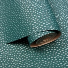 Holden Decor Pinto Dots Teal/Silver Metallic Wallpaper 36143