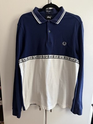 Stussy X Fred Perry Long Sleeve Polo Shirt - Size L (35)
