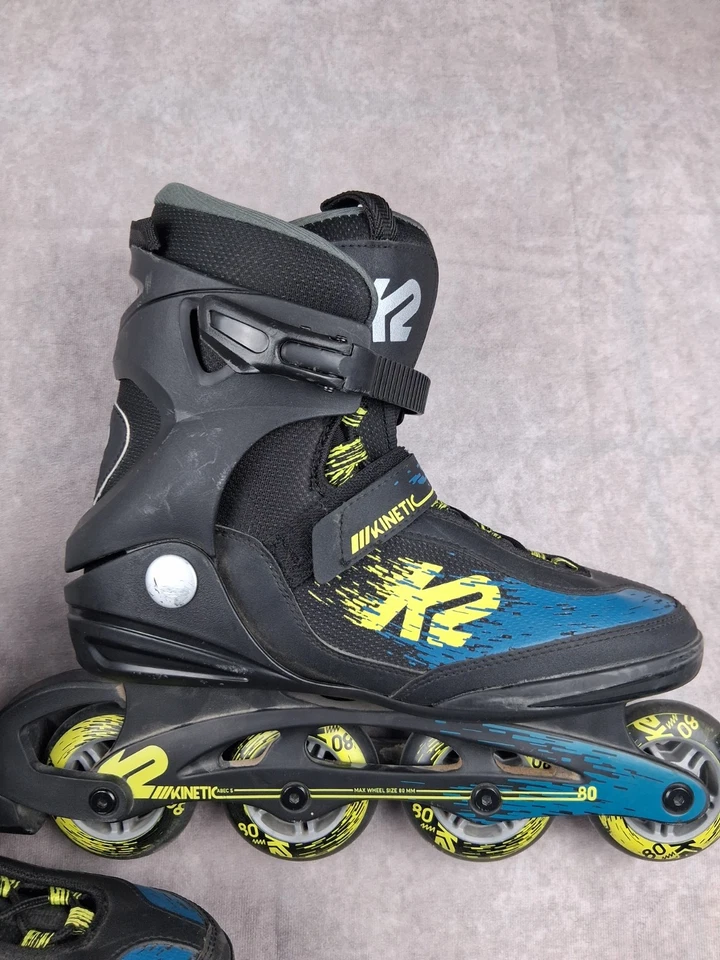 Patines en línea K2 Kinetic 80 M patines para hombre 9,5 negro azul buen estado usado Foto 2 de 4