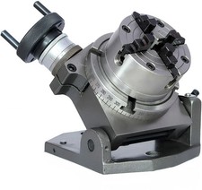 TILTING ROTARY TABLE 4"INCH/100mm WITH 100MM 4JAW INDEPENDENT CHUCK  BACKPLATE