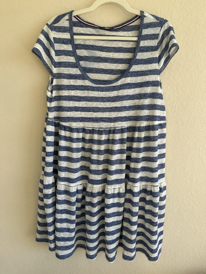 Tommy Hilfiger Blue /White Wide Stripe Cap Sleeve Dress XL Swim Cover Up **READ - Image 3 of 4