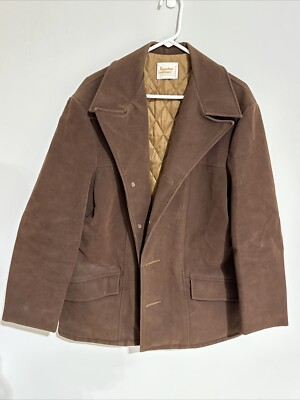 #ad Vintage 70s Fingerhut Fashions Faux Suede Sherpa Lined Coat Mens LARGE BROWN $30.59