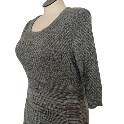 Lane Bryant Sweater Dress Silver Grey Knit Fitted Business Casual Size  14/16 | eBay