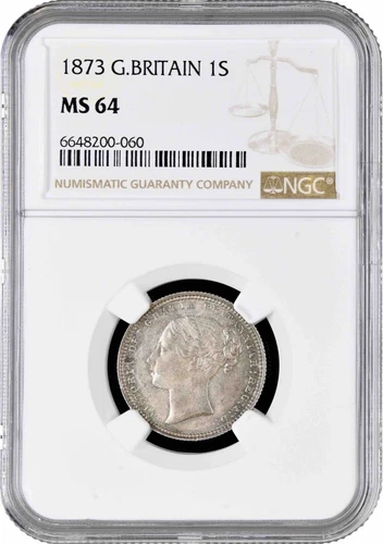 Great Britain 1 shilling 1873, NGC MS64, "Queen Victoria (1838 - 1901)" silver